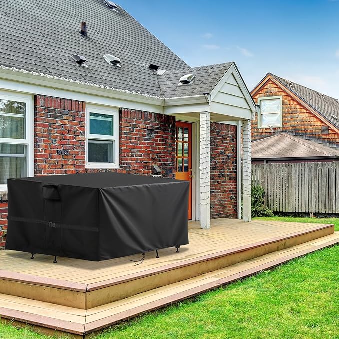 Outdoor Square Table Cover 104Inch,Waterproof Patio Square Furniture Covers,Heavy Duty Outside Squares Furniture Cover - 104 x 104 x 34 Inch