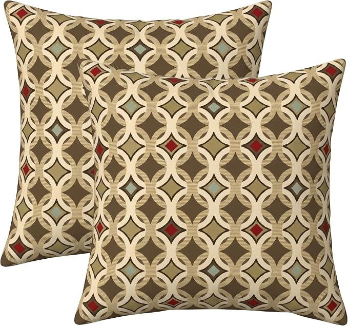 RSH DECOR: Sunbrella Square Throw Pillows Set of 2 | 20" x 20" | Water and Fade-Resistant Performance Fabric | Outdoor Pillow Covers with Down-Alternative Inserts | Made in USA (Tango Mink)