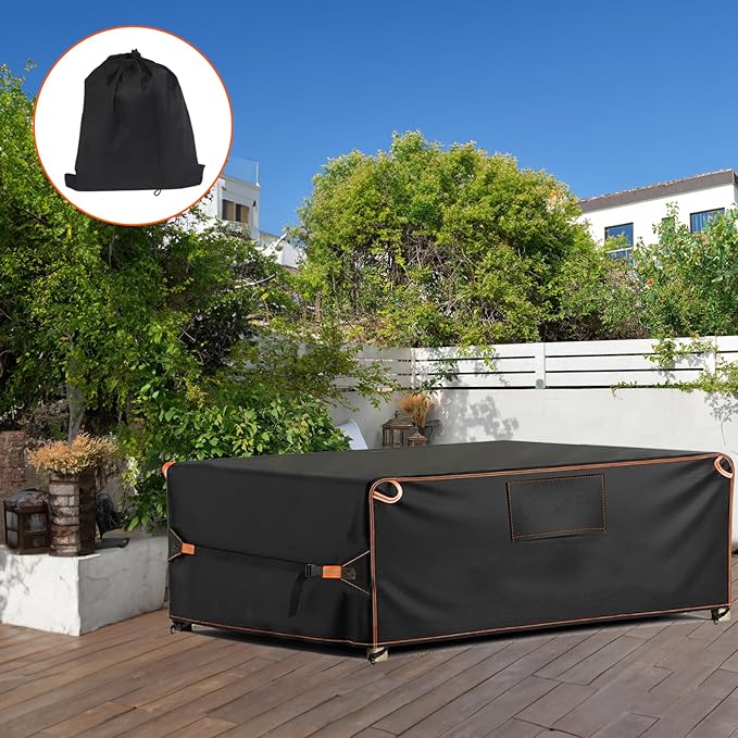 Patio Sofa Cover Waterproof, Outdoor Table Sofa Covers Rectangular, Heavy Duty Outside Weatherproof Sectional Set Covers for Protection 84" L x 44" W x 28" H Black