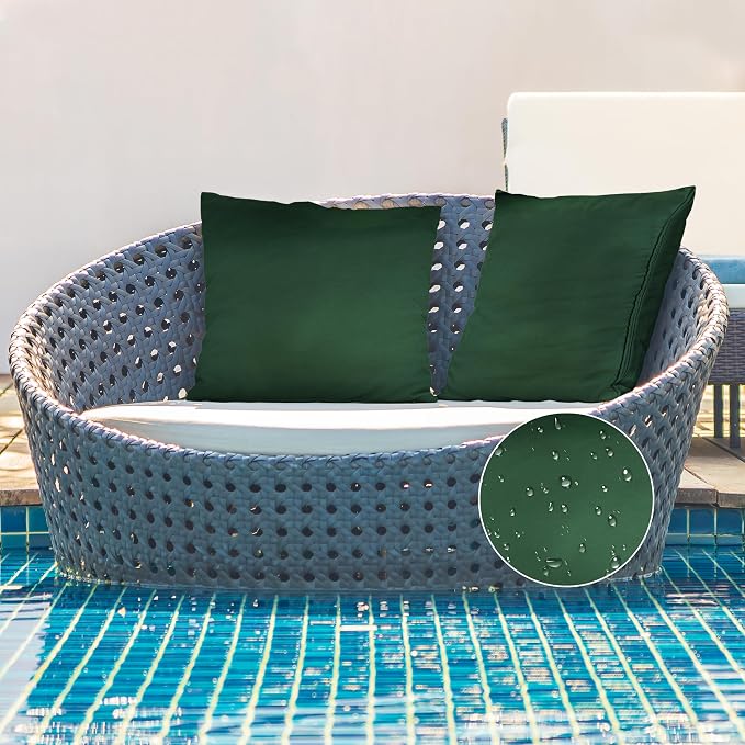 A1 HOME COLLECTIONS A1HC Luxurious Outdoor Waterproof Pillow Covers 20x20 Inches (Pack of 2, Timber Green), Throw Pillow Covers for Pool Areas, Garden, Sofa, Chairs, Beds, Tent, Patio