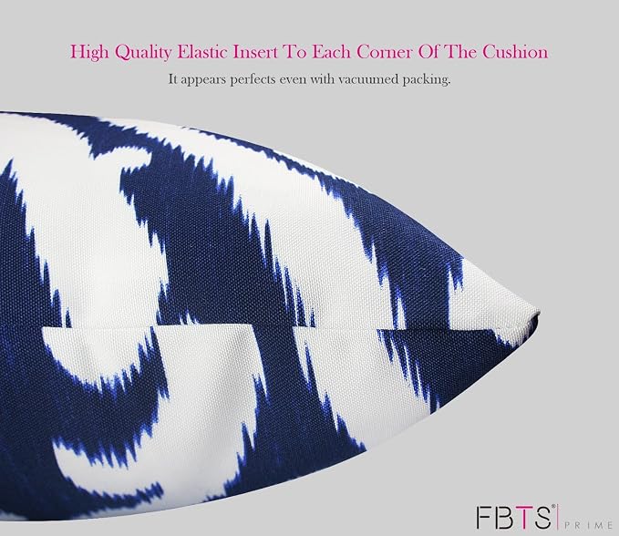 Pack of 2 Outdoor Waterproof Decorative Throw Pillows with Inserts for Patio Furniture, 18x18 Inch Square Fade Resistant Patio Garden Cushions for Couch Bed Sofa, Paisley Navy