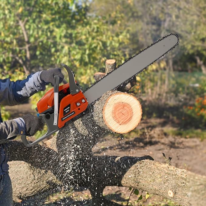 22 Inch Gas Powered Chainsaw 60CC 2-Stroke Gas Powered Engine Chainsaw Kit, Handheld Cordless Petrol Chain Saw with Complete Accessories for Outdoor Tree Wood Cutting