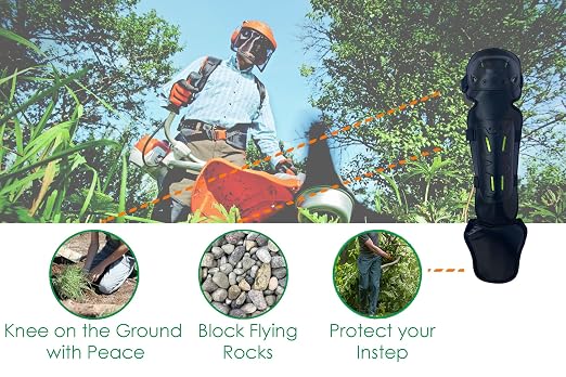 Protective Shin Guard Brush Gaiter with Comfortable Sponge Cushion for Trimming Weed eating Mowing
