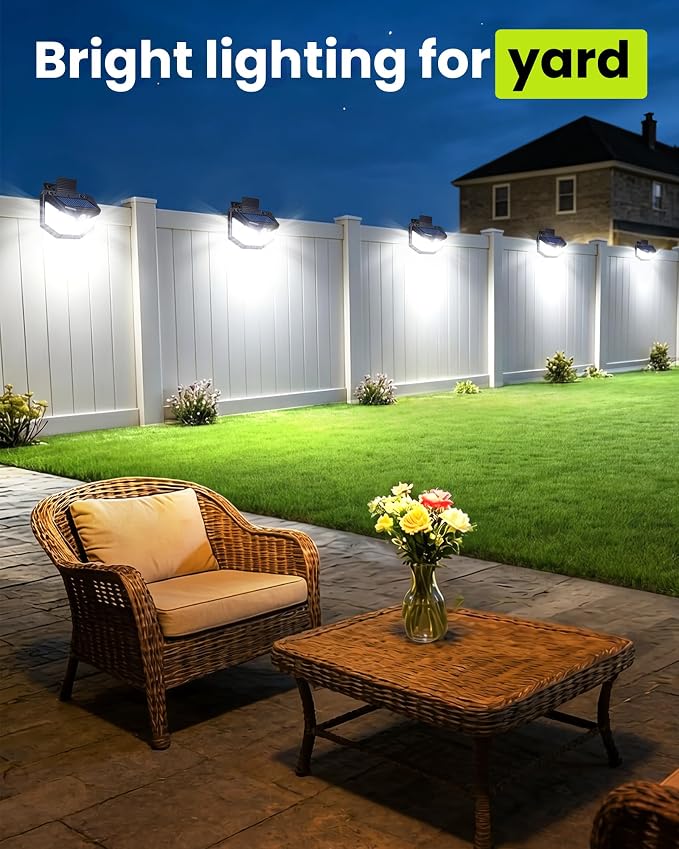Clip on Solar Lights Outdoor with Motion Sensor, 800LM & 270° Wide Angle Solar Fence Lights Outdoor Waterproof with 115 LEDs, 3 Modes & Portable Security Lights for Chain Link Patio Deck Yard (1Pack)