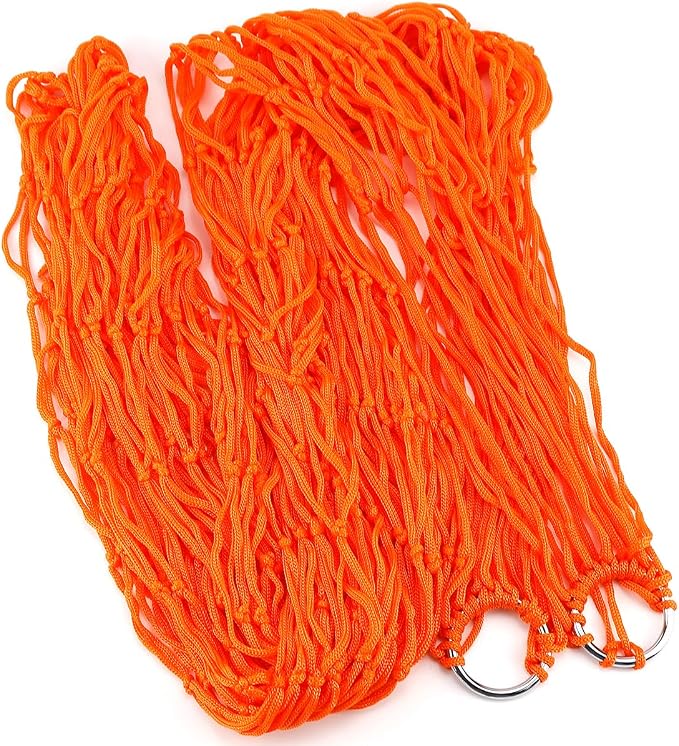 Swing Hanging Rope Hammock, Nylon Hanging Hammock, Sleeping Net Bed for Outdoor Camping (Orange)