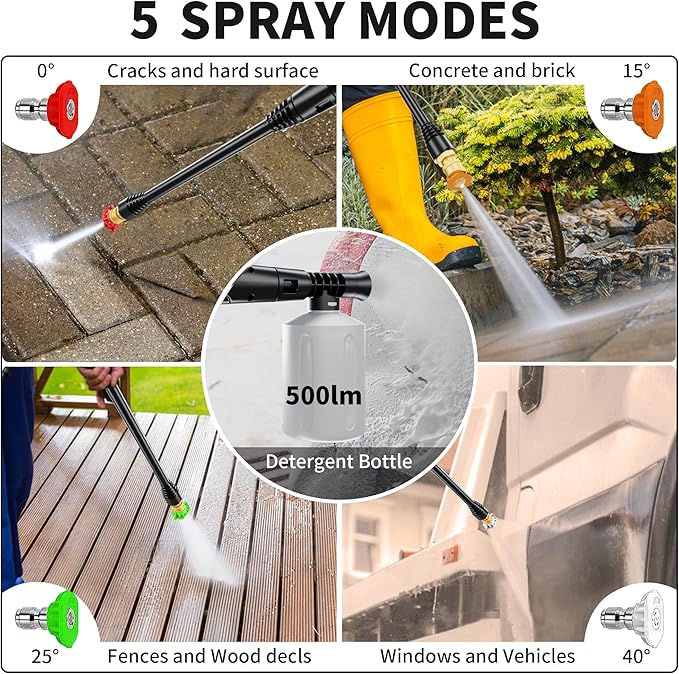 2026 Upgrade Pressure Power Washer 4700PSI with 4 Quick Connect Nozzles,Inlet Hose & Filter, Foam Cannon for Cars/Fences/Driveways/Patios/Home,Blue