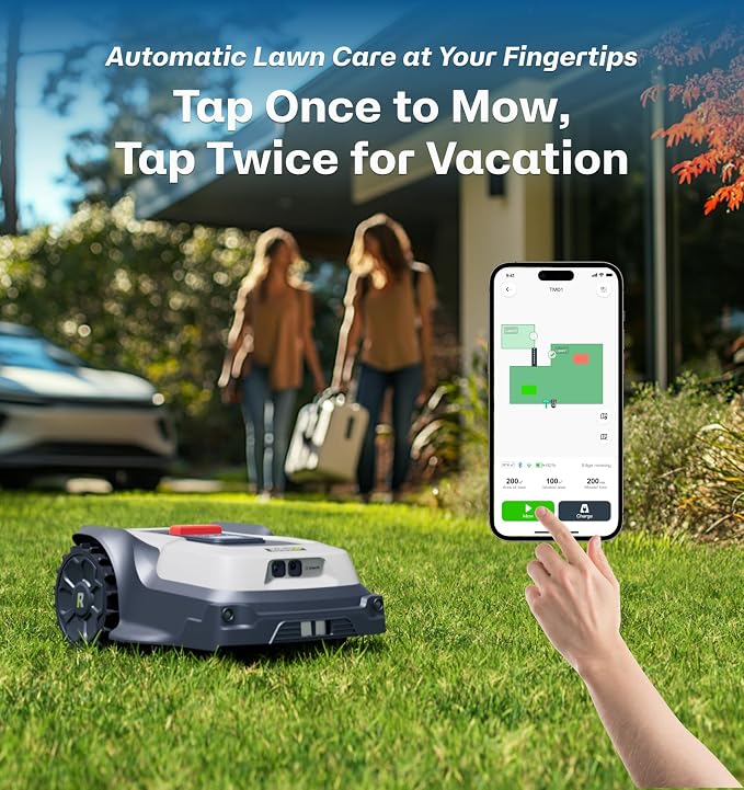 T1200Pro Wire-free Robot Lawn Mower with 24 Replacement Blades, Automatic Robot Mower for 0.37 Acre, RTK+Vision, AI Obstacle Avoidance, Adjustable Cutting Height Multi-Zone Mowing Robotic Mower