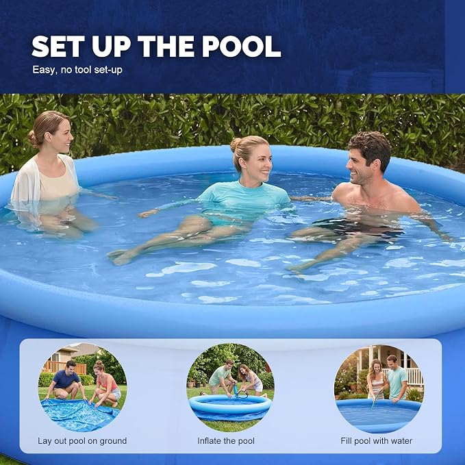 DIMAR GARDEN 15ft x 36in Inflatable Swimming Pool, Outdoor Above Ground Blow Up Pools