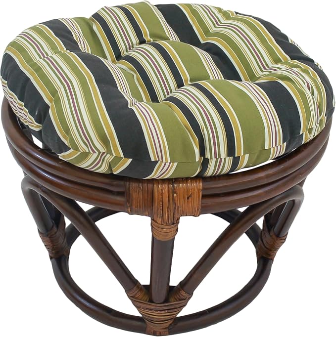 Blazing Needles Round Patterned Spun Polyester Tufted Footstool Cushion, 18", Eastbay Onyx