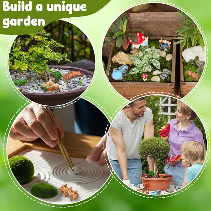 Mini Fairy Garden Accessories, Miniature Landscape Decorations Included Mini Bridge Pond Water Well for DIY Craft Lawn Pond Decor