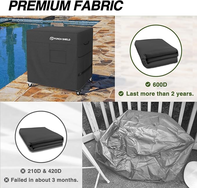 Porch Shield Outdoor Prep Table Cover –Waterproof Patio Dining Cart Cover Fitting Grill Stainless Steel Cart up to 36"L x 24"W x 32"H, Black