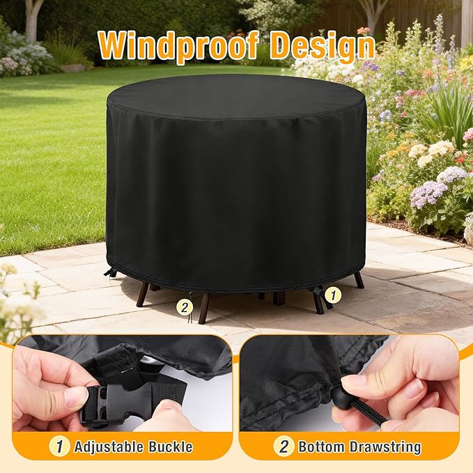 POMER Waterproof Round Patio Outdoor Table Cover,Bar Height Table and Chair Cover Waterproof Outdoor Tall High Table Cover for Round Furniture Set (40" D x 40" H)
