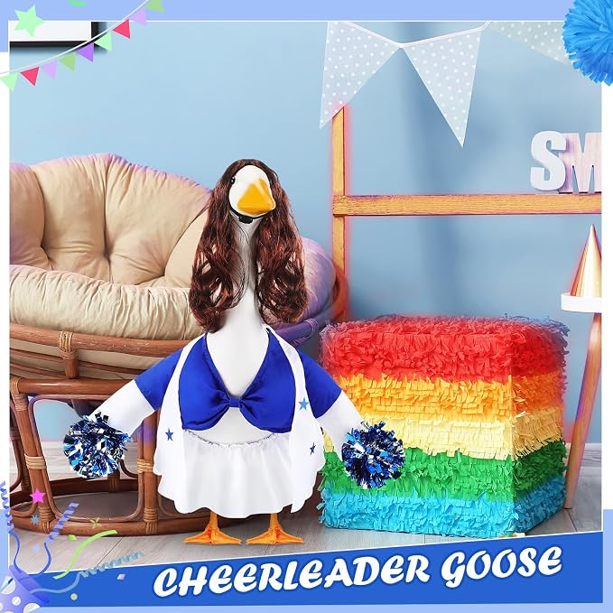 2 Pcs Cheerleader Porch Goose Outfit Clothes Cheerleading for 23" Goose Costume Garden Yard Outdoor Decorations