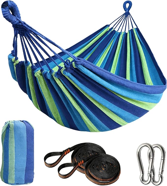 Outdoor Amacas Garden Camping Hammock Portable for Patio Yard Porch Travel | Hammock Nylon Hiking Beach Backpack Survival Travel- Up to 300lbs with Tree Straps