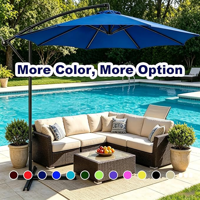 11ft Umbrella Replacement Canopy, Patio 8 Ribs Sun Umberlla Cover UV 50+ Protection Waterproof Cantilever for Garden, Backyard, Pool