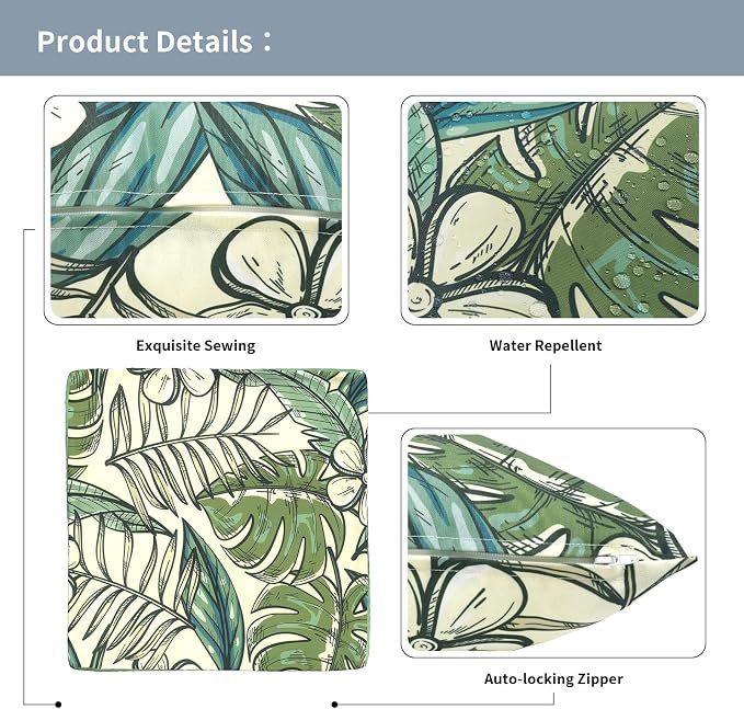 Outdoor Throw Pillow Covers 18x18 Inch, Decorative Pillow Covers for Patio Furniture, Tropical Paradise Modern Cushion Cases for Garden Couch Home Sofa, Pack of 2