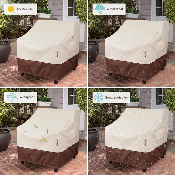 Patio Chair Covers Waterproof Outdoor Furniture Chair Cover Fits up to 29" W x 30" D x 36" H 2pack