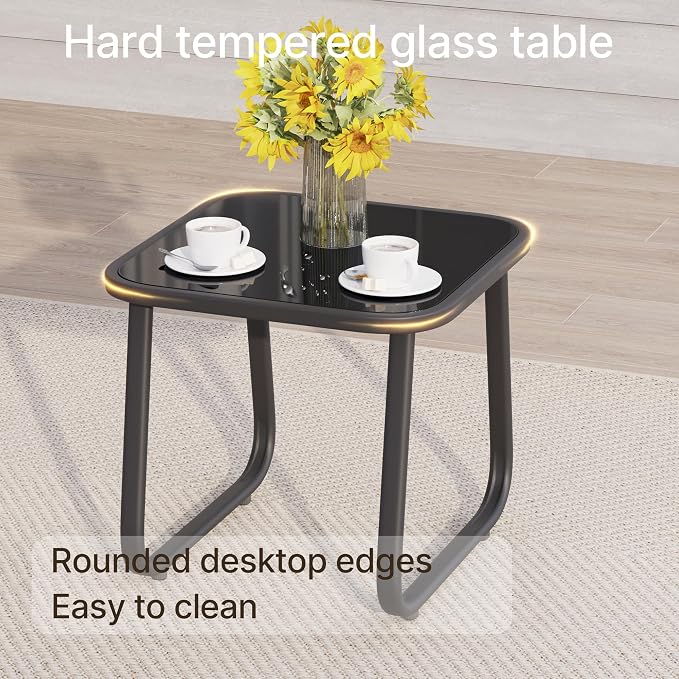 Gizoon Patio Chairs Set of 2, 3 Piece Patio Furniture Set, Bistro Sets,with Textilene Fabric, Metal Frame Coffee Table, Outdoor Chairs Set, for Balcony, Backyard,Lawn, Garden, Poolside, Grey