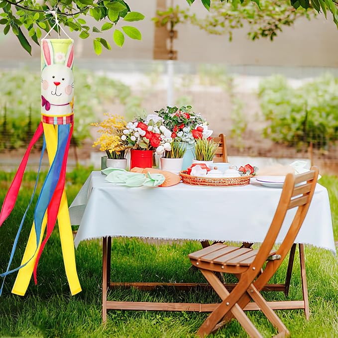 NOVWANG 40 Inch Bunny Easter Windsock - 2 Pcs Spring Windsocks for Yard, Garden, Patio, Balcony - Outdoor Hanging Decorations