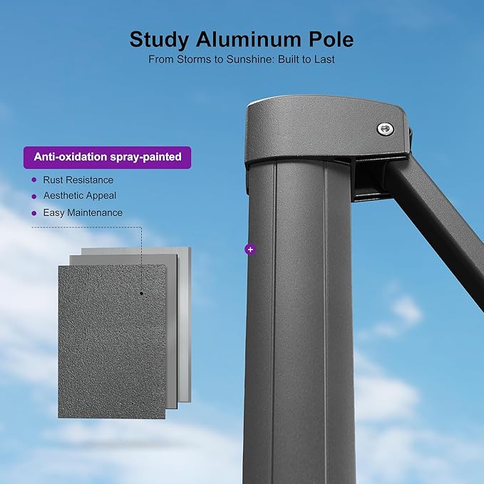 PURPLE LEAF 11.5' X 8' Left-right Tilting Outdoor Patio Umbrella Swivel Offset Cantilever Heavy Duty Rectangle Aluminum Umbrella with UV Resistant for Deck Pool Patio Backyard, Ocean Slate