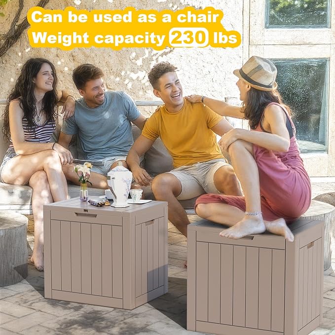 Vixzen 30 Gallon Deck Boxes Outdoor Waterproof, Lockable Storage Box for Patio Cushions Storage Furniture, Garden Tools, Pool Supplies, Weatherproof and UV Resistant (Grey, 30 Gallon)