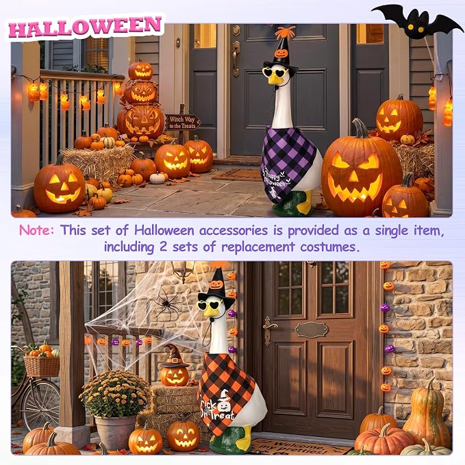 6 Set Holiday porch goose outfits,All Late Year Festive Goose Clothes for World Cup$4th of July,Back to School,Halloween,Thanksgiving ,Christmas,Rainproof,Lawn & Indoor Outdoor,Fits 23 inch(No Goose)