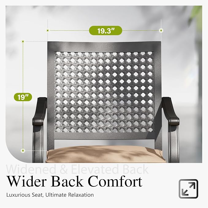 Sophia & William 7 Piece Metal Outdoor Patio Dining Bistro Sets with Umbrella Hole, 60" x 37.8" Rectangle Patio Table and 6 Backyard Garden Outdoor Chairs