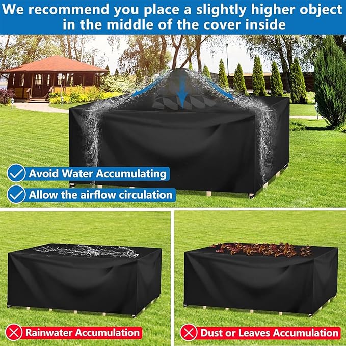 Outdoor Table Cover, Patio Furniture Covers Waterproof, 420D Rectangular Outdoor Couch Cover - Lawn Patio Covers for Outside Sofa, Dining Table Chairs Sets (55" L x 55" W x 35" H)