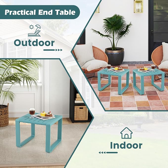 Tangkula 5-Piece Patio Furniture Set, Outdoor Conversation Set w/1 Loveseat, 2 Patio Chairs & 2 Side Tables, All-Weather Patio Bistro Set for Lawn, Backyard, Poolside, Balcony, Garden, Deck (Blue)