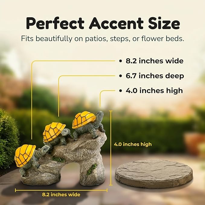 Solar Powered Turtles on Log Outdoor Accent Lighting LED Garden Light Decor