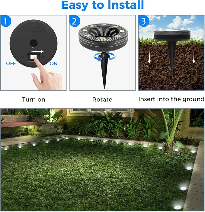 Mini Solar Ground Lights, 30 Pack Flat Solar Disc Lights Outdoor Waterproof, 2.3 Inch Small Solar Garden Lights Landscape Lighting for Outside Pathway Garden Yard Lawn Walkway,Cool White