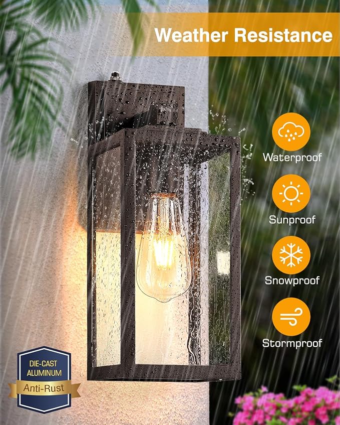 VIANIS Large Dusk to Dawn Porch Lights Outdoor, Oil Rubbed Bronze Exterior Light Fixture Wall Mount, Modern Outdoor Wall Sconce Lantern for Front Door, Outside Garage Lights for House Coach Patio