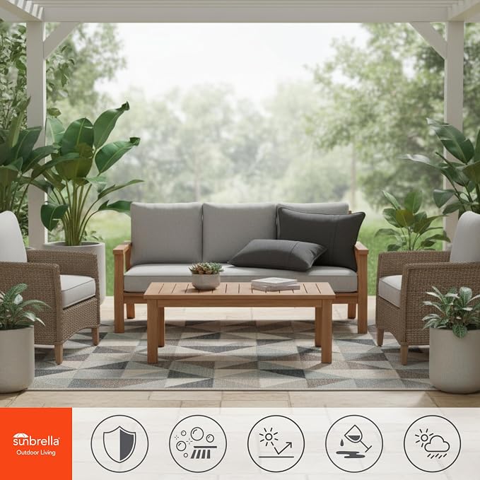 Sunbrella Rectangular Outdoor Throw Pillows 21x14 Set of 2 - Corded Lumbar Patio Accent Pillows with Pleated Design & Removable Zipper Covers – Weather & Fade Resistant Pillows, Canvas Coal