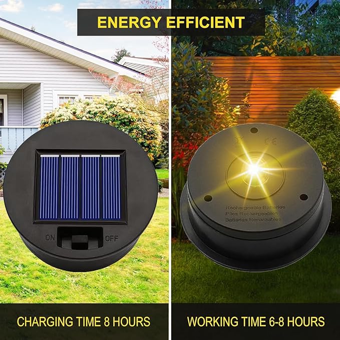 ZNYCYE Solar Light Replacement Top Parts 4 Pack(Top Size 3.31 inch,Bottom Size 2.83 inch) 7 Lumens Lantern Lids Waterproof LED Replacement Light Decorations for Outdoor Garden, Patio,Pathway,Yard