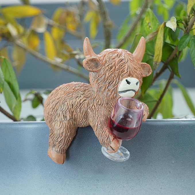 Highland Cow Statue Plant Pot Hugger