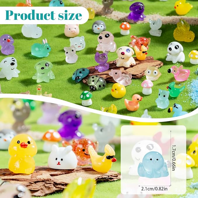 130 pcs Mini Resin Animals Variety Tiny Animals Figures Miniature Little Small Animal Figurines Bulk for Micro Fairy Garden Landscape Accessories Hide Crafts Decor Aquarium