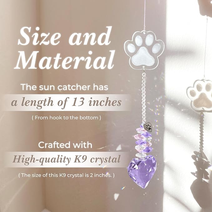 Pet Memorial Suncatcher, Dog Memorial Gifts, Pet Loss, Pet Sympathy, Thoughtful Dogs and Cats Remembrance, Bereavement Gifts - Purple
