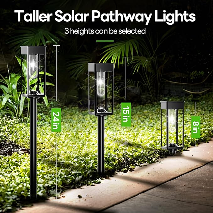 COXSENI Solar Pathway Lights Outdoor IP65 Waterproof, 6 Pack 6500K LED Auto On/Off Walkway Landscape Light for Yard Lawn Garden Patio Driveway Outside Decor, Cool White