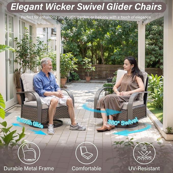 Belord Outdoor Swivel Rocker Patio Chairs Set of 2
