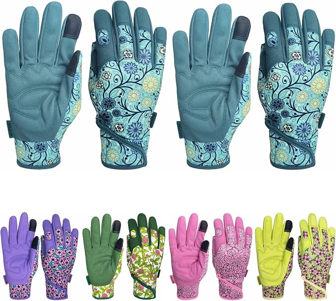 Cute Pattern Gardening Gloves,Thornproof Garden Glove,Gardener Gift | Gardening Gifts for Women,Touchscreen,Tender Thornproof,Cute Pattern,Protection Palm,Machine Washable,Adjustable Cuff