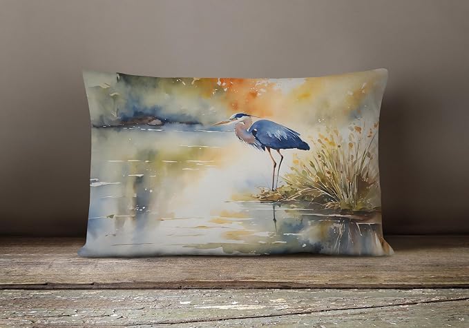 Caroline's Treasures DAC2847PW1216 Blue Heron Throw Pillow Machine Washable, Indoor Outdoor Decorative Pillow for Couch, Bed or Patio, 12HX16W