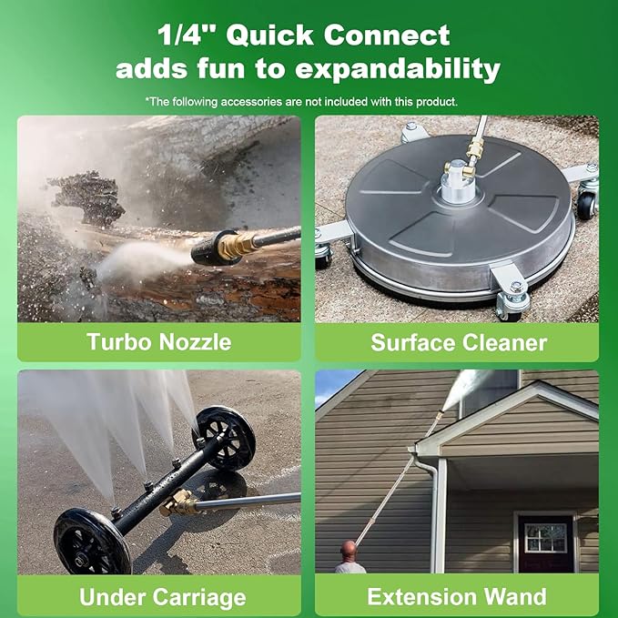 Pressure Washer 5000PSI Power Washers Powered with 33ft Pressure Hose, 4 Nozzle and Foam Cannon, powerwashers for Home, Cars, Fences, Patio, Upgraded Green