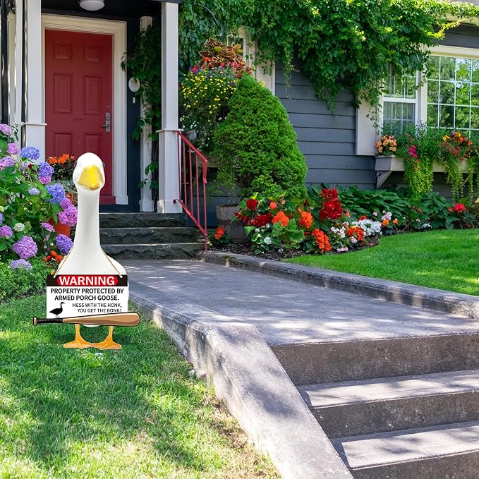 Porch Goose Sign Mess With The Honk You Get The Bonk Goose Armed Sign For Home Kitchen Restaurant Coffee Bar Wall Decor Art Bar Background Wall Decoration Yard Porch Lawn