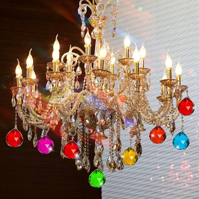 Yesland 24 Pack Crystal Ball Prism 30mm/1.18" Decorative Ball - Suncatcher Rainbow Pendants Maker for Chandelier Window & Wedding Decoration Gift (Multicolor)