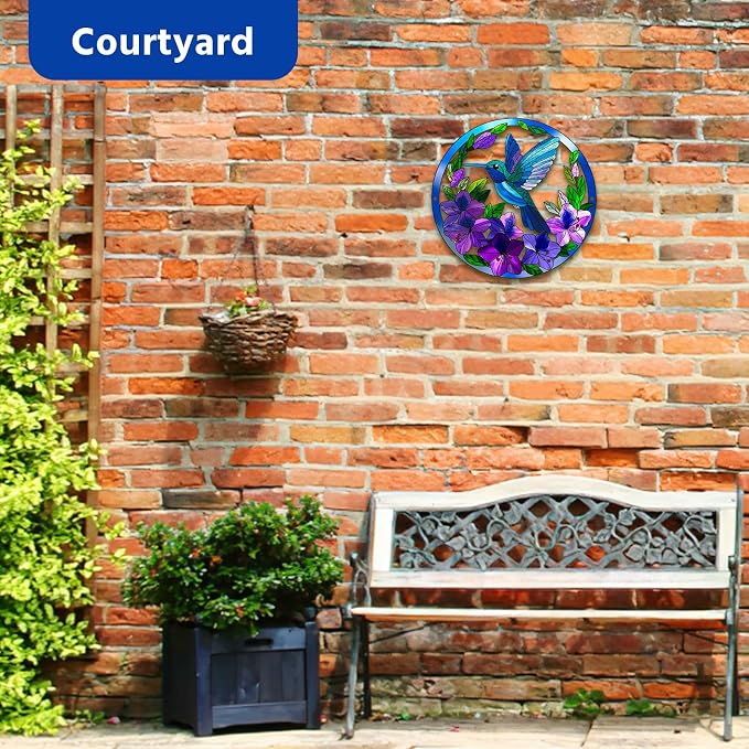 Metal Hummingbird Wall Art Decor- Outdoor Wall Art for Patio, Garden and Fence Decorations, Bird Wall Silhouette Indoor and Outdoor Hanging