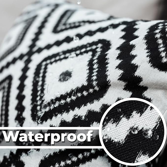 Outdoor Pillow Covers 2 Pack Patio Decorative Accent Throw Pillow Covers, Waterproof and Fade Resistant, Perfect for Summer Outdoors and Indoors, Geometric 18x18in Black and White