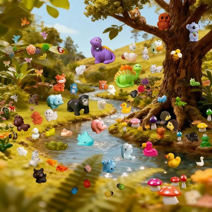 130pcs Mini Tiny Resin Animals for Fairy Garden Decor, Miniature Landscape, Dollhouse Accessories, Crafts Projects, Easter Scatter, DIY Terrarium(130 Styles)