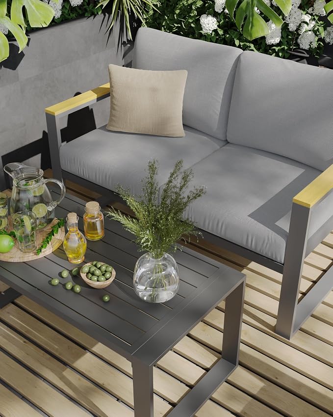Metal Patio Armchair Set of 2 Part of Conversation Sets