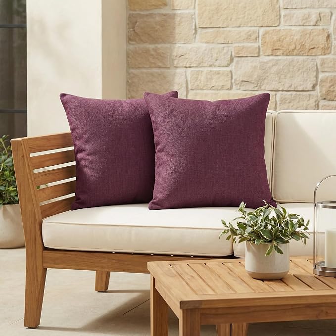 RSH DECOR Square Throw Pillows Set of 2, 24" x 24", Outdoor Pillows Waterproof, Outdoor Pillow Covers, Pillow Covers for Couch, Canvas Iris, Made in USA