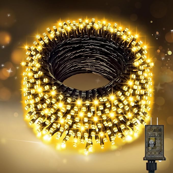Nisocy LED Christmas Connectable String Lights Outdoor Waterproof – Warm White Fairy Lights with Plug, Tree Lights for Patio, Garden, Bedroom, Wedding, Party, Decor (66FT)